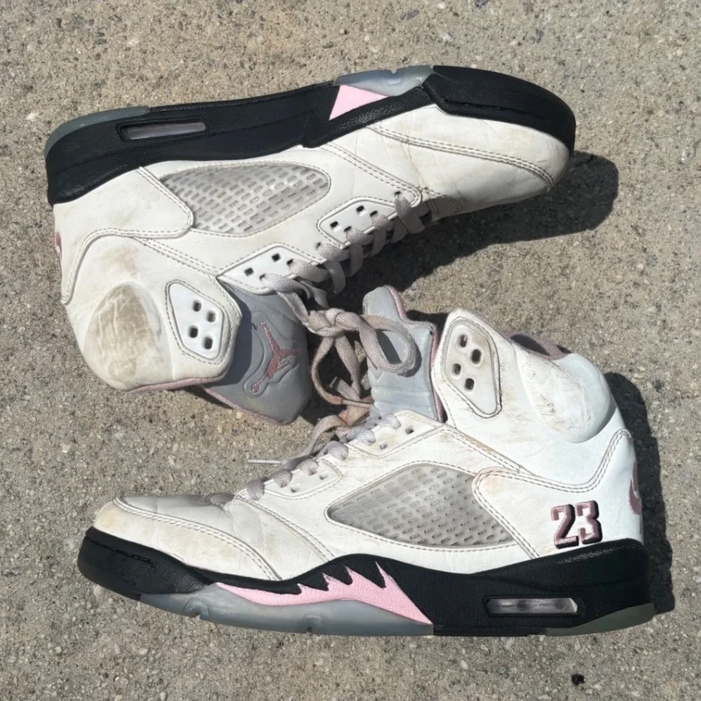 Nike Air Jordan 5 Retro White Pink Black HQ7978-102 Mens 8 Basketball Shoes